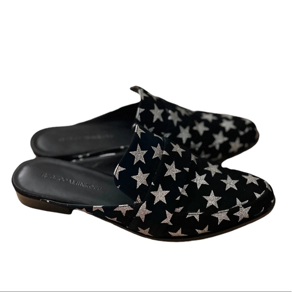 Rebecca Minkoff Black Mika In Galaxy Print Mules/Slides